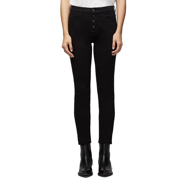 Frame Denim Noir Street Black Le High Waist Skinny Button Fly Jeans Size 28 - Picture 2 of 10